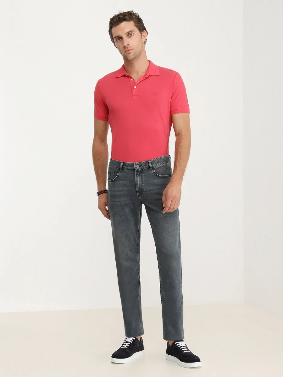 Koyu Lacivert Slim Fit Denim Pamuk Karışımlı Pantolon - 2