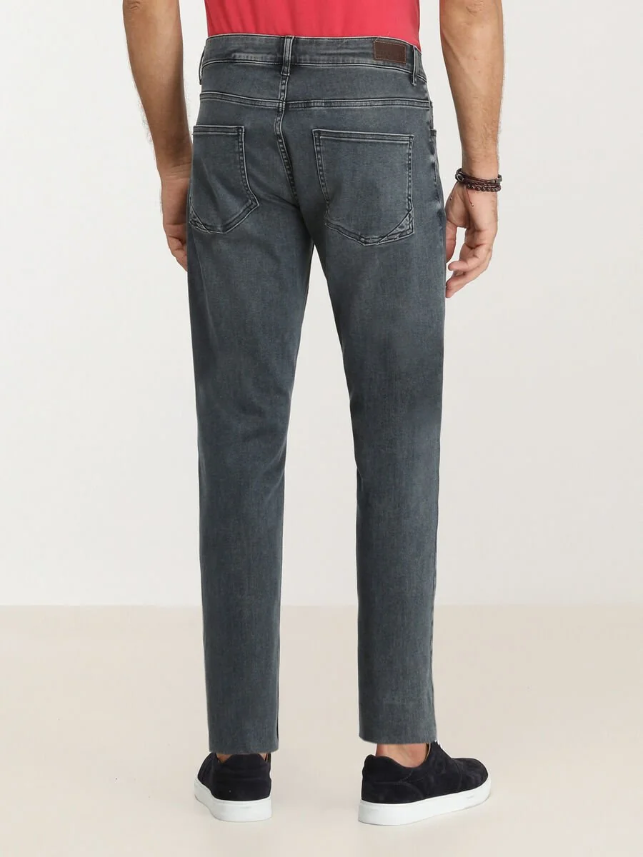 Koyu Lacivert Slim Fit Denim Pamuk Karışımlı Pantolon - 4