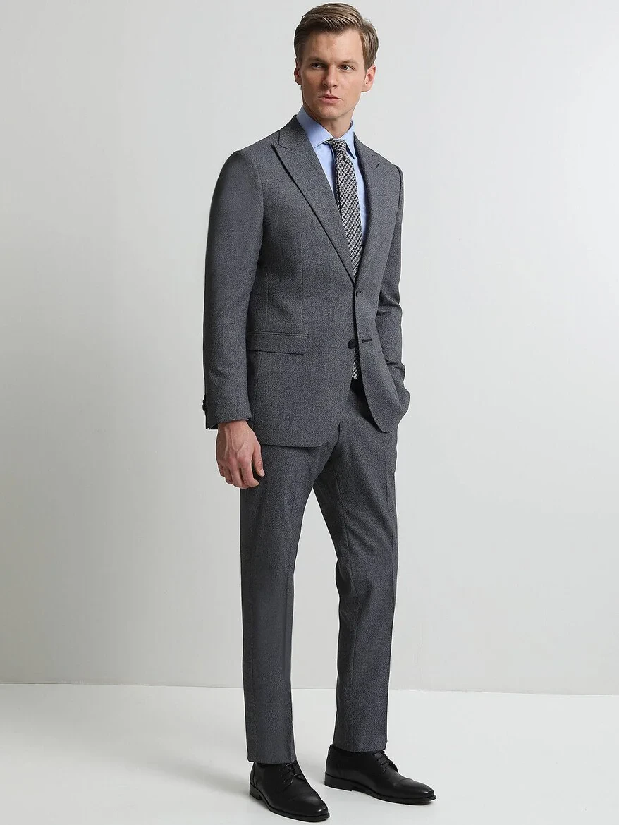 Koyu Mavi Mikro Modern Fit Takım Elbise - 1
