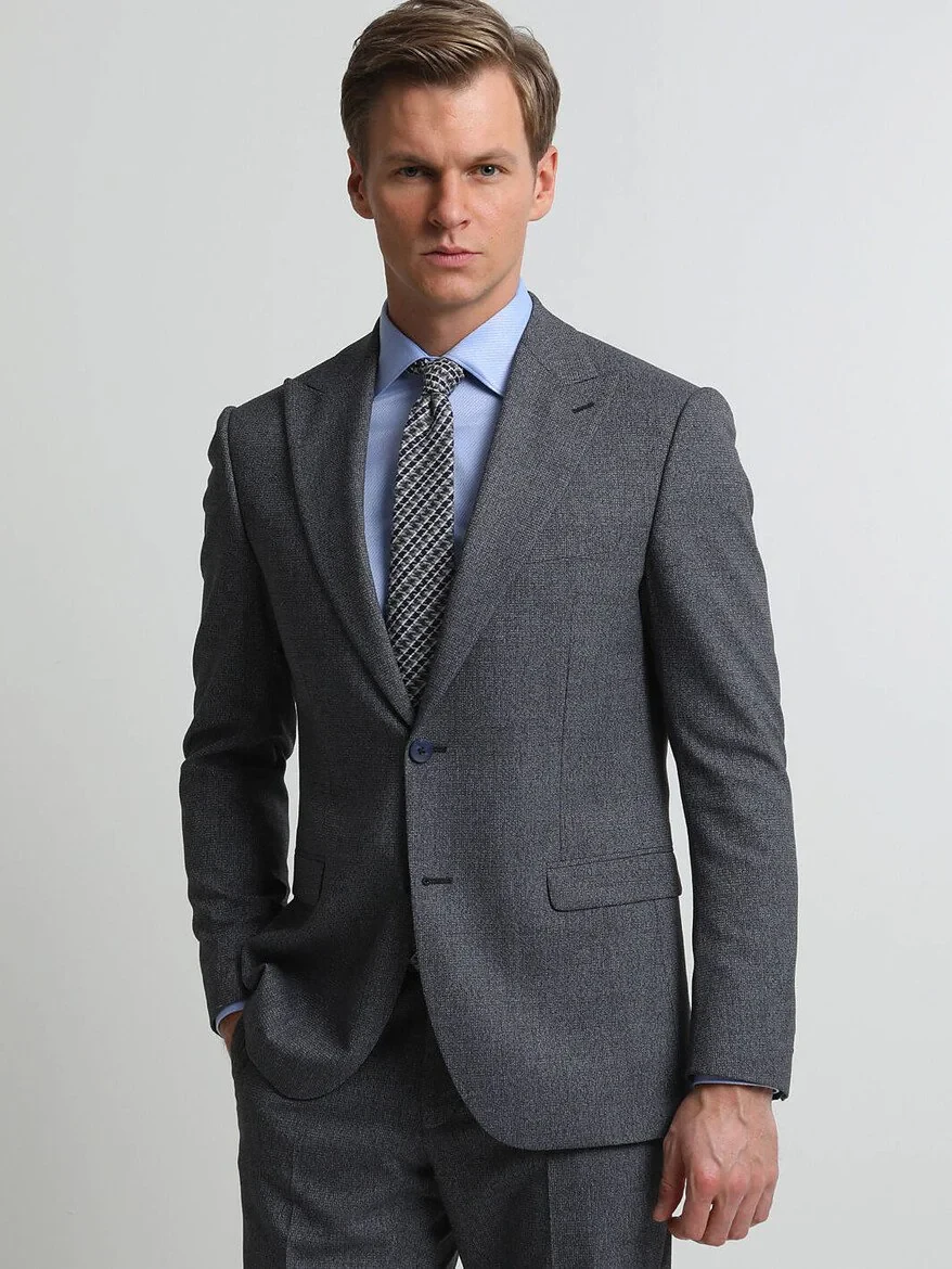 Koyu Mavi Mikro Modern Fit Takım Elbise - 3