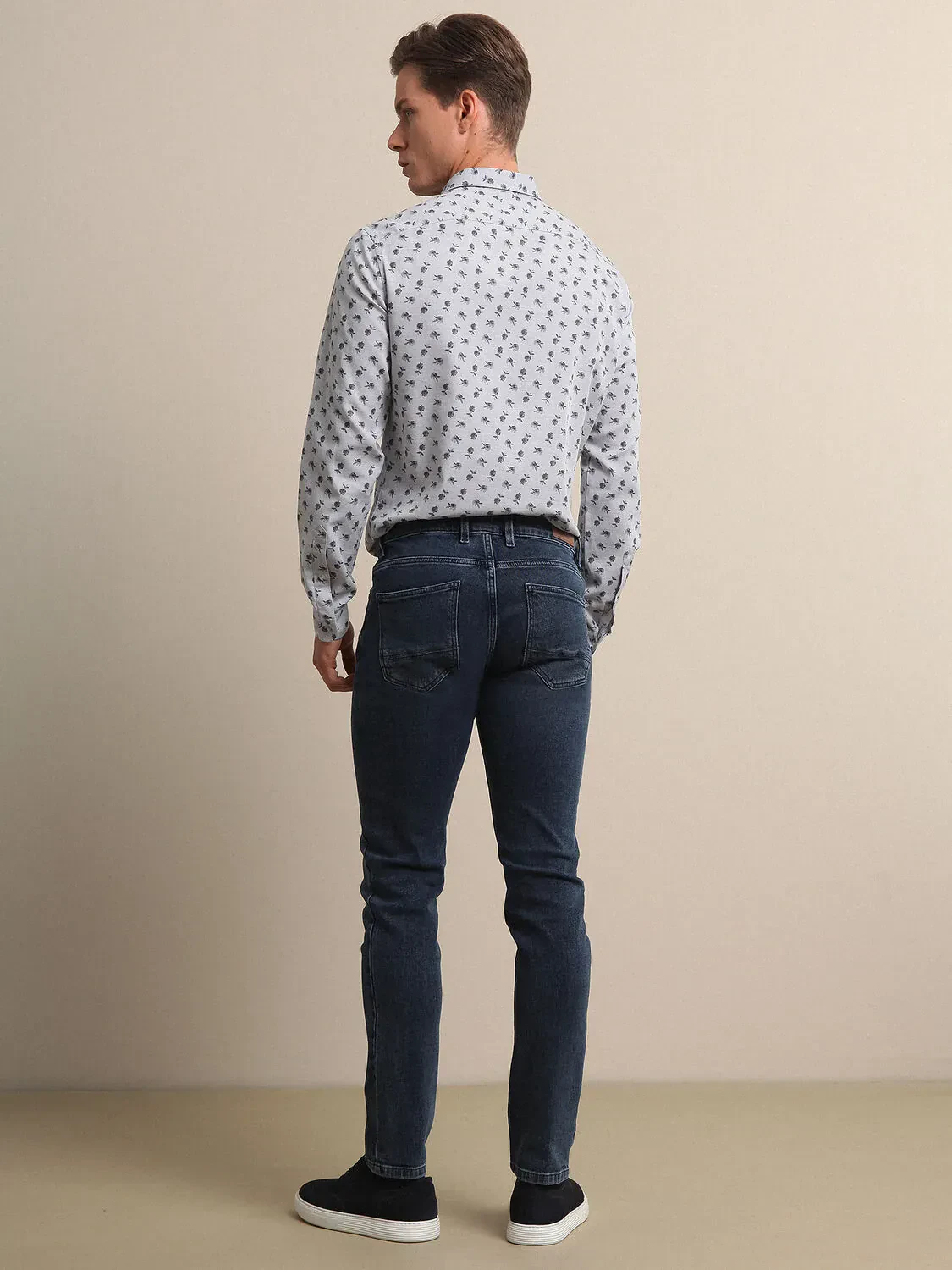 Koyu Mavi Slim Fit Denim Pamuk Karışımlı Pantolon - 4