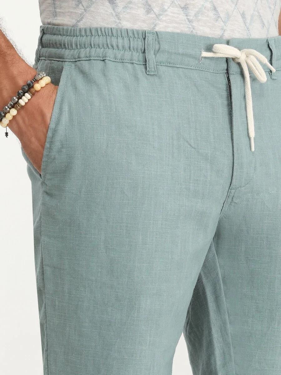 Koyu Mint Dokuma Slim Fit Casual Bermuda - 3