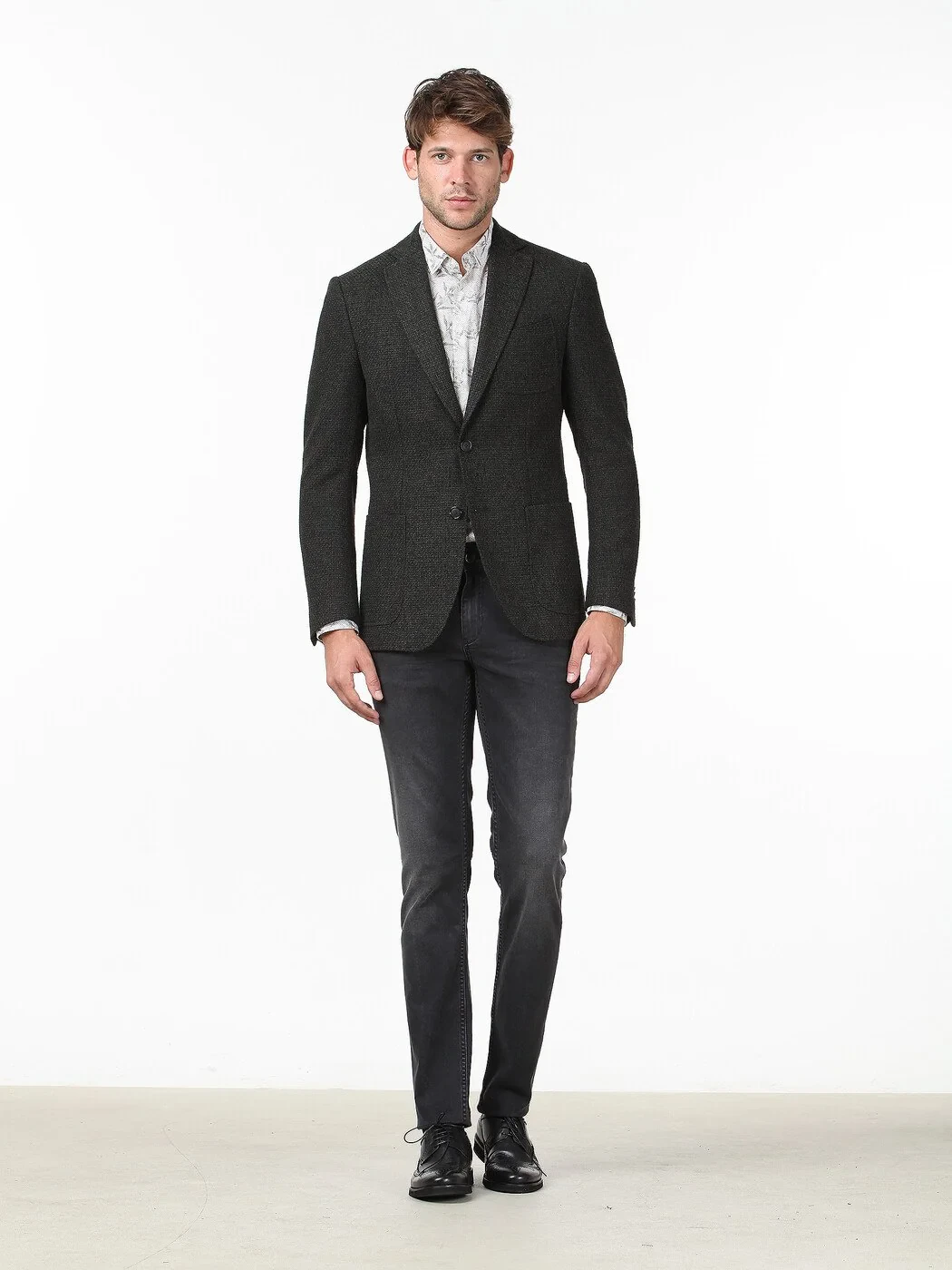Koyu Yeşil Mikro Modern Fit Pamuk Karışımlı Ceket - 2