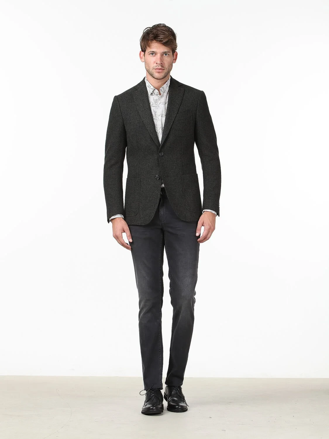 Koyu Yeşil Mikro Modern Fit Pamuk Karışımlı Ceket - 2