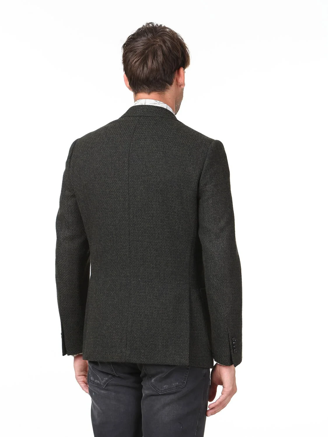 Koyu Yeşil Mikro Modern Fit Pamuk Karışımlı Ceket - 4