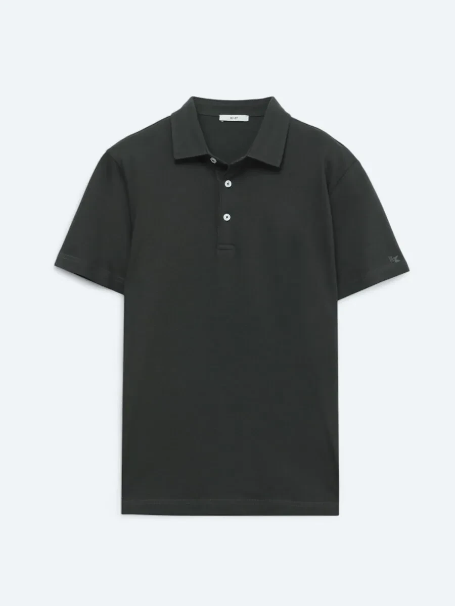 Koyu Yeşil Polo Yaka Pamuk Karışımlı T-Shirt - 1