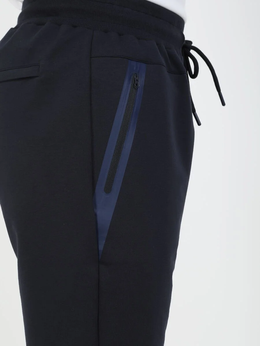 Lacivert Baskılı Örme Slim Fit Casual Pamuk Karışımlı Bermuda - 4