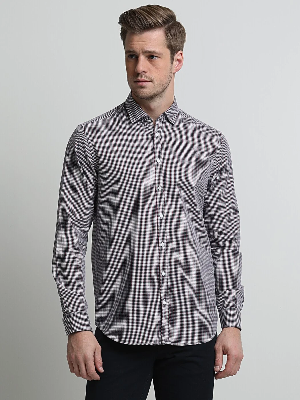 Lacivert Baskılı Regular Fit Dokuma Casual %100 Pamuk Gömlek - 3