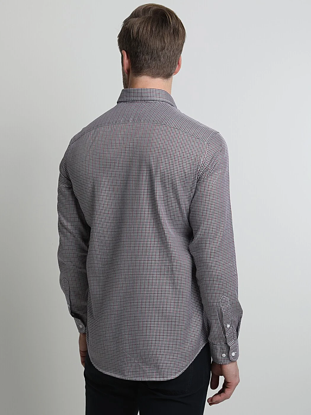 Lacivert Baskılı Regular Fit Dokuma Casual %100 Pamuk Gömlek - 4
