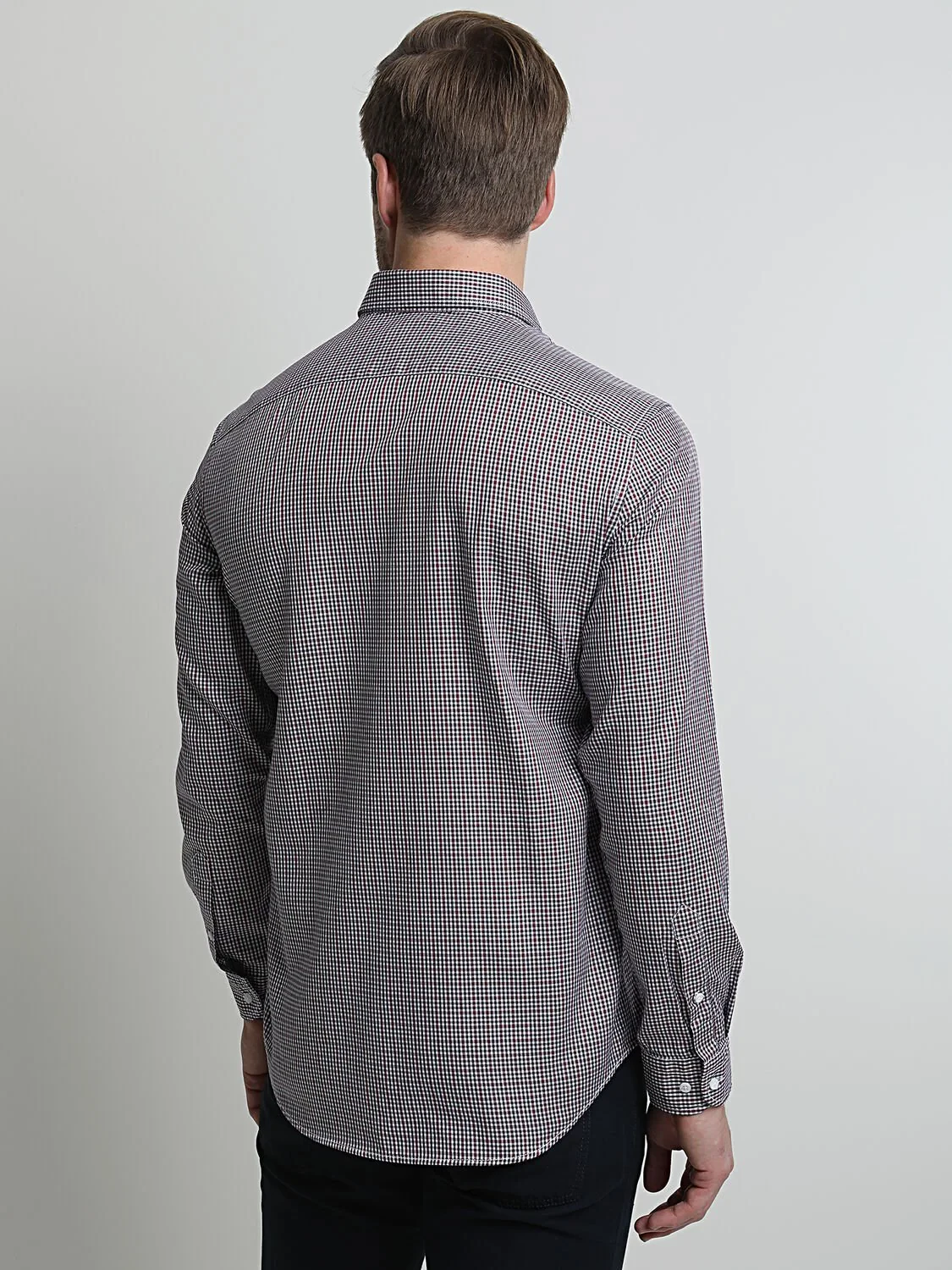 Lacivert Baskılı Regular Fit Dokuma Casual %100 Pamuk Gömlek - 4
