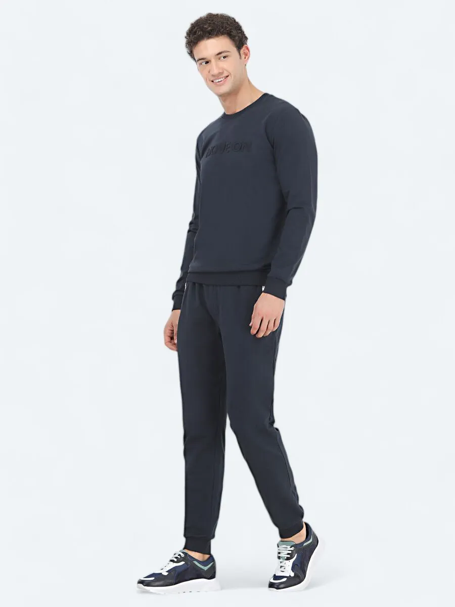 Lacivert Bisiklet Yaka Baskılı Sweatshırt - 4