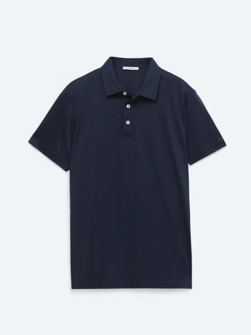 Lacivert Bisiklet Yaka Pamuk Karışımlı T-Shirt 