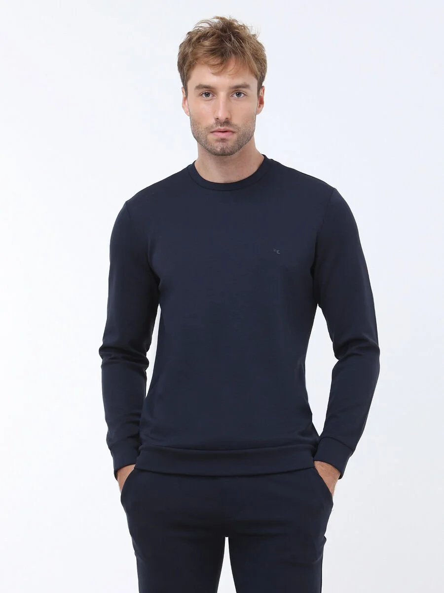 Lacivert Bisiklet Yaka Sweatshırt - 1
