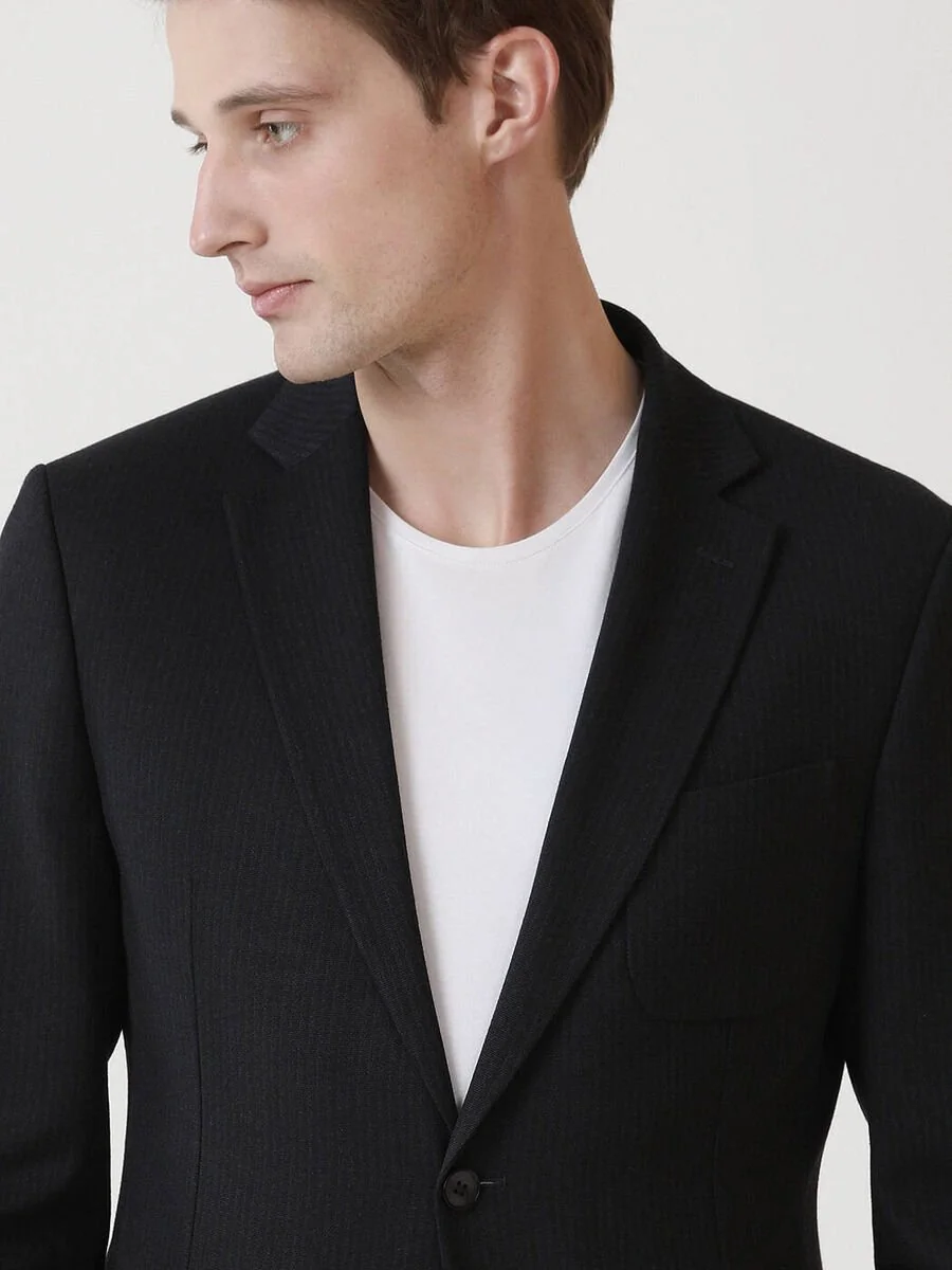 Lacivert Çizgili Modern Fit Takım Elbise - 3