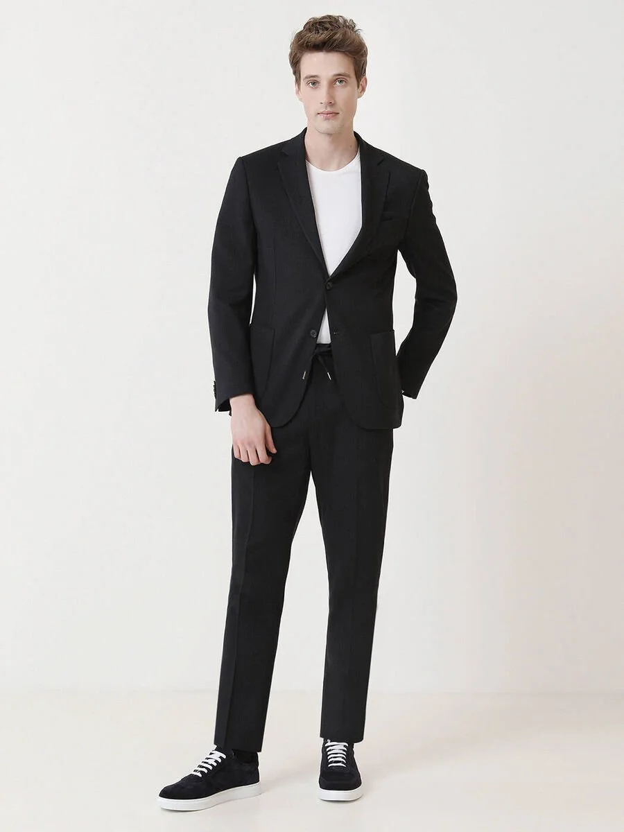 Lacivert Çizgili Modern Fit Takım Elbise - 4