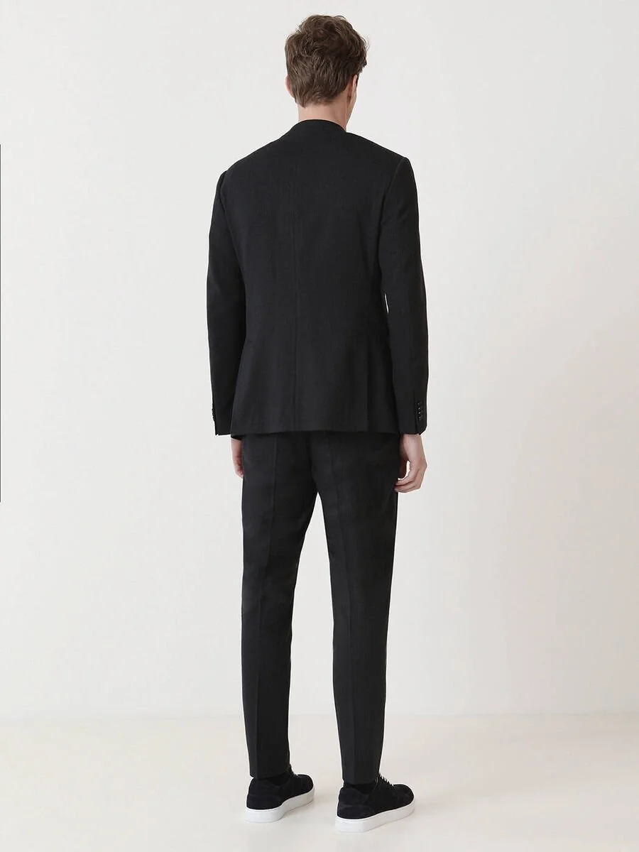 Lacivert Çizgili Modern Fit Takım Elbise - 6