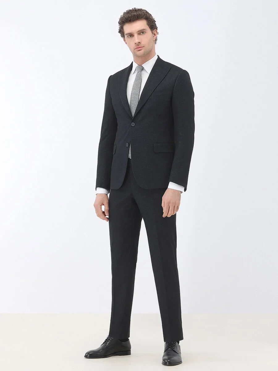 Lacivert Çizgili Modern Fit Takım Elbise - 2