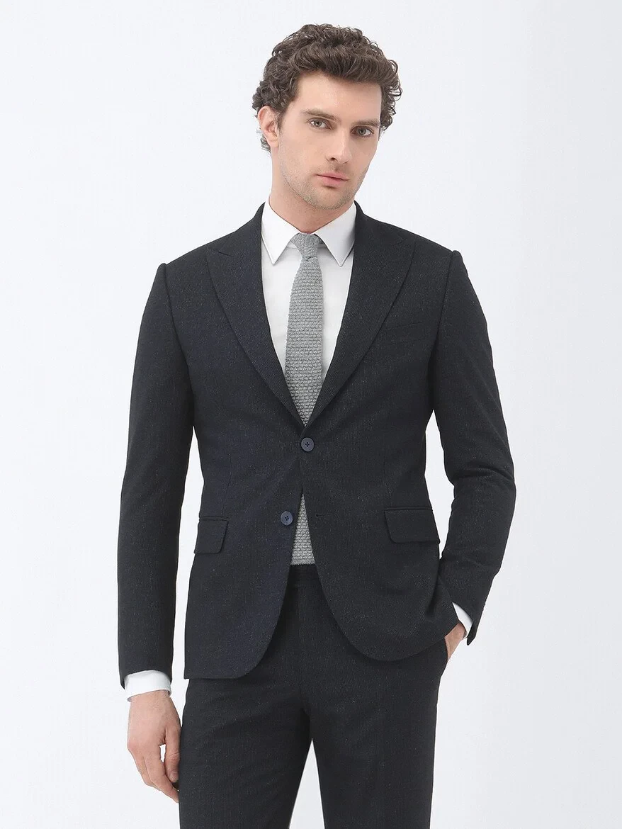 Lacivert Çizgili Modern Fit Takım Elbise - 3