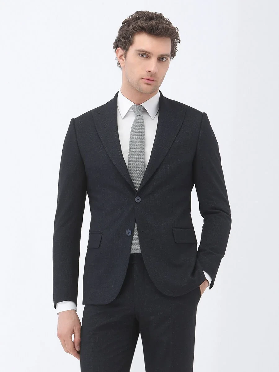Lacivert Çizgili Modern Fit Takım Elbise - 3