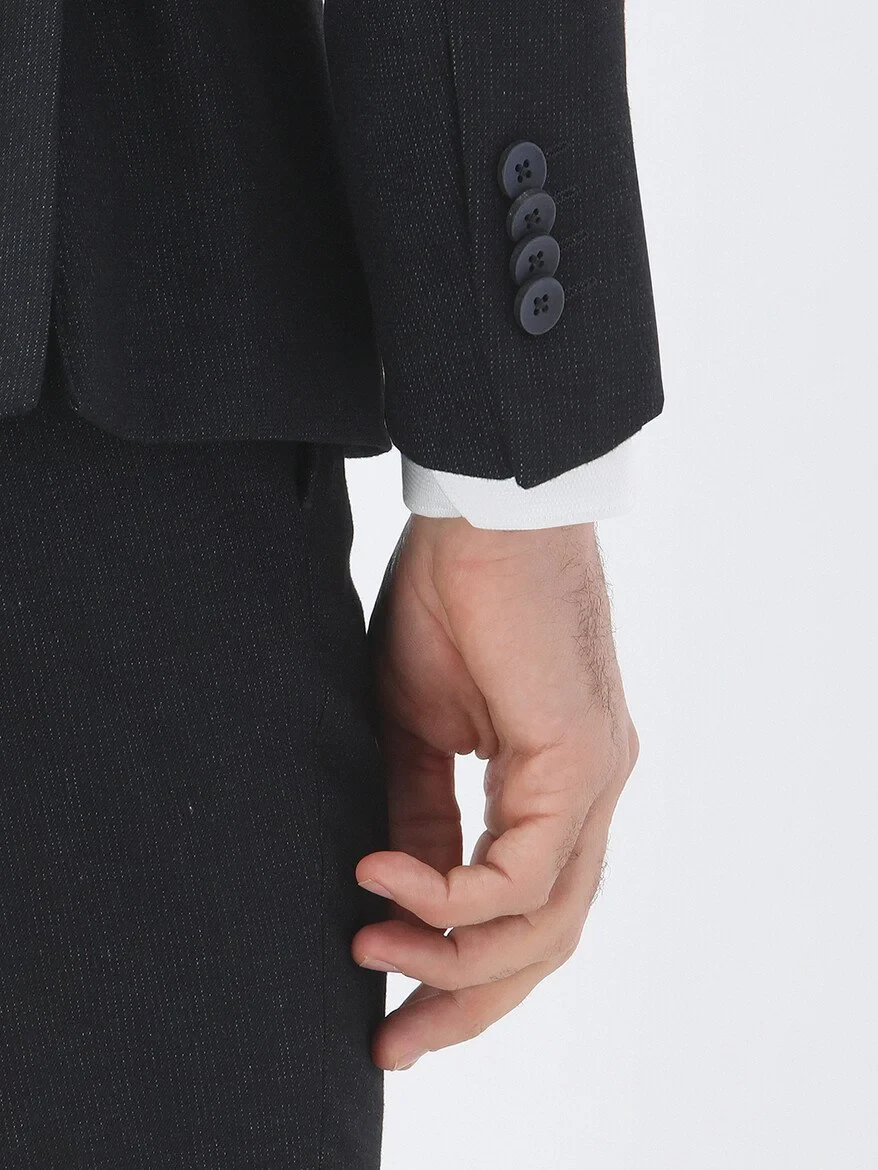 Lacivert Çizgili Modern Fit Takım Elbise - 5