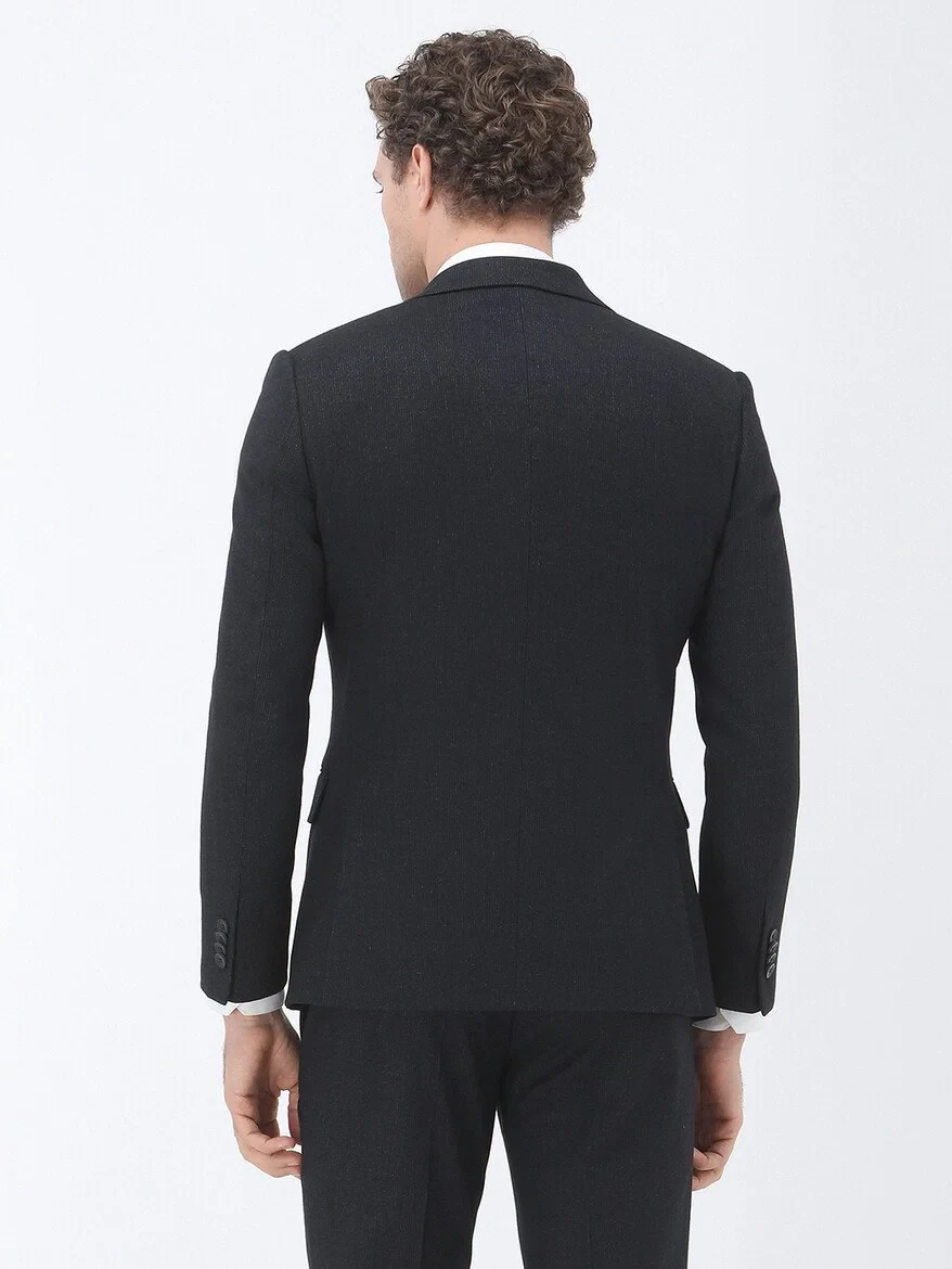 Lacivert Çizgili Modern Fit Takım Elbise - 6