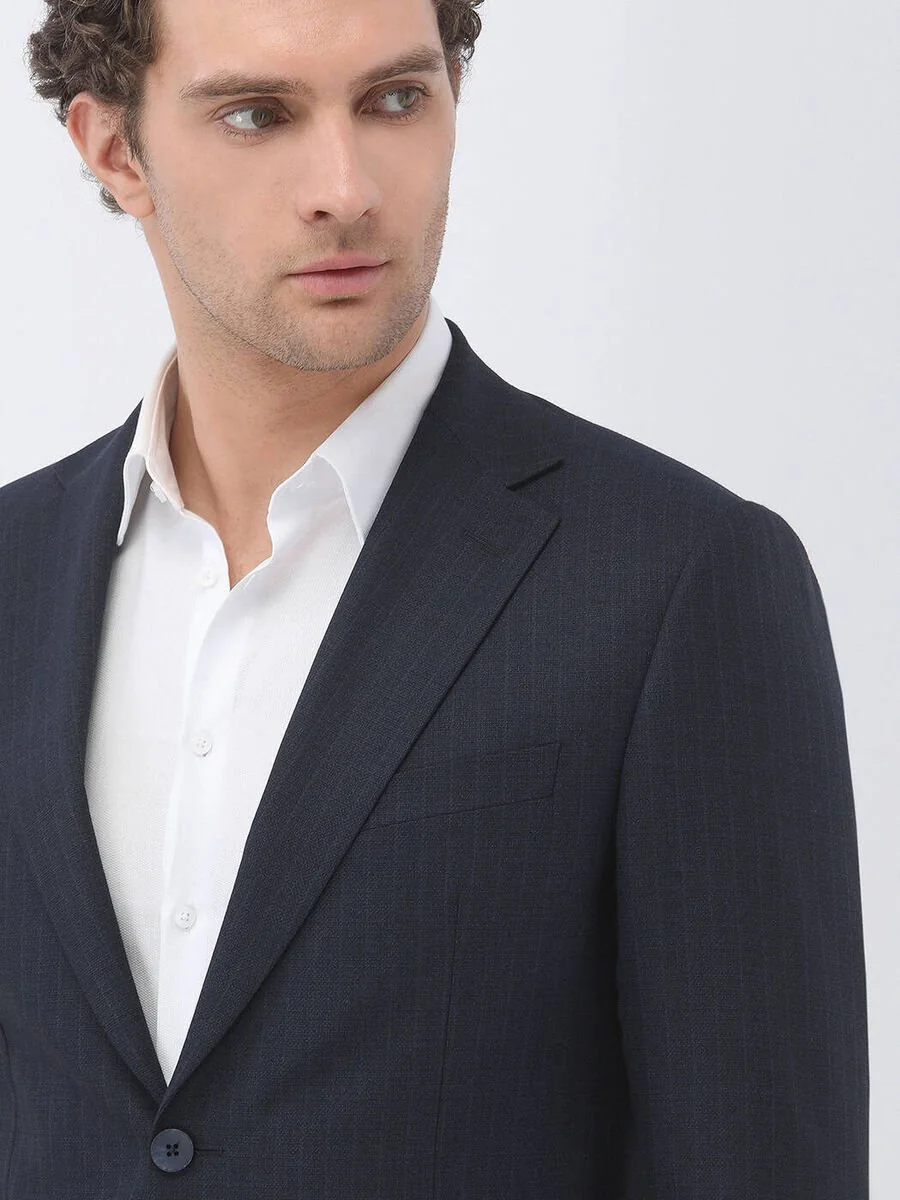 Lacivert Çizgili Modern Fit Takım Elbise - 3