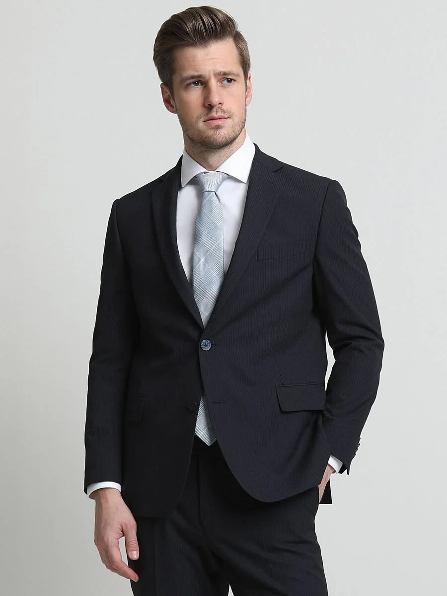 Lacivert Çizgili Regular Fit Takım Elbise - 3