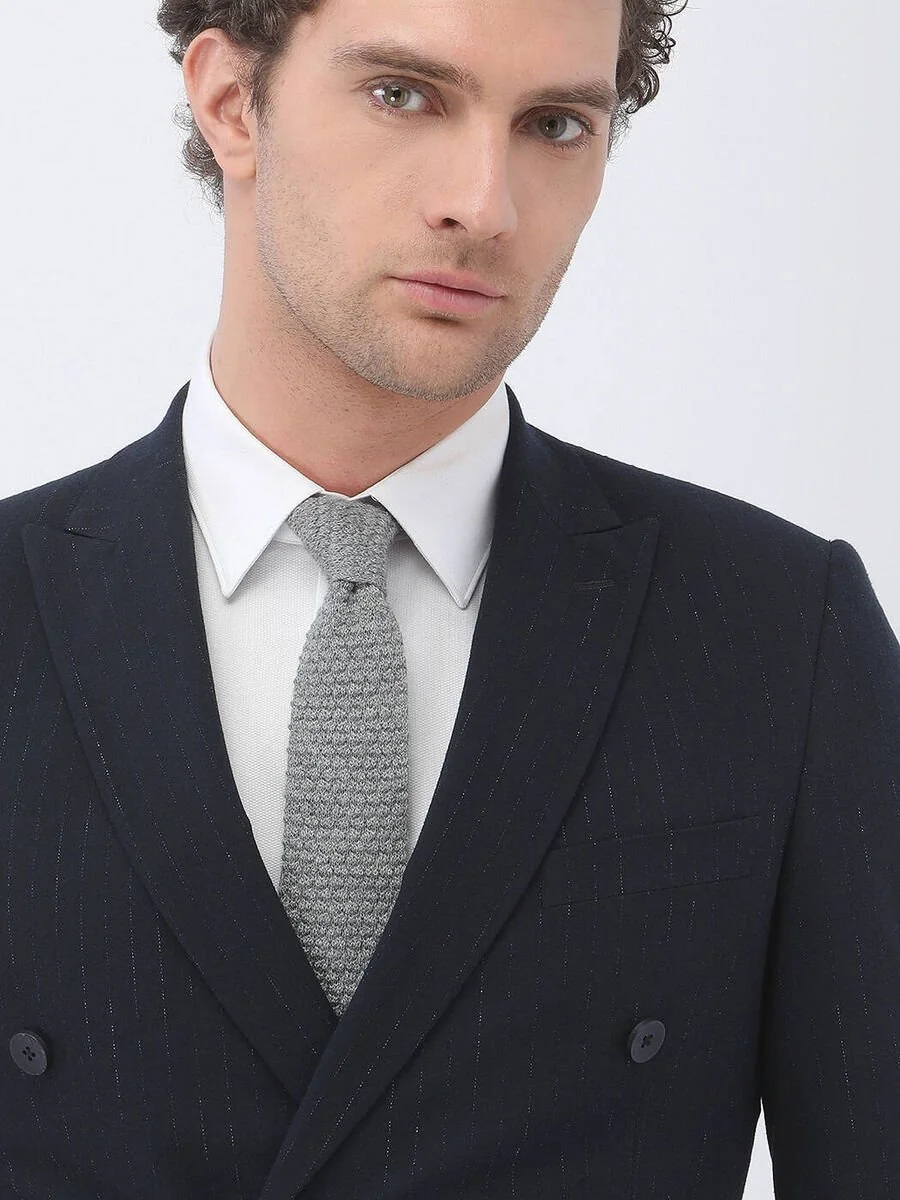 Lacivert Çizgili Slim Fit Takım Elbise - 4