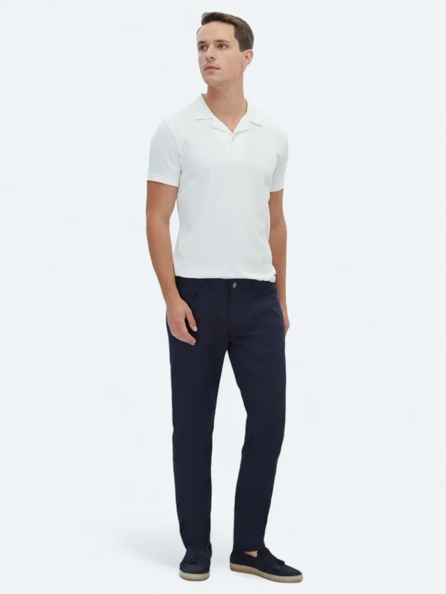 Lacivert Denim Slim Fit Casual Pamuk Karışımlı Pantolon - 1