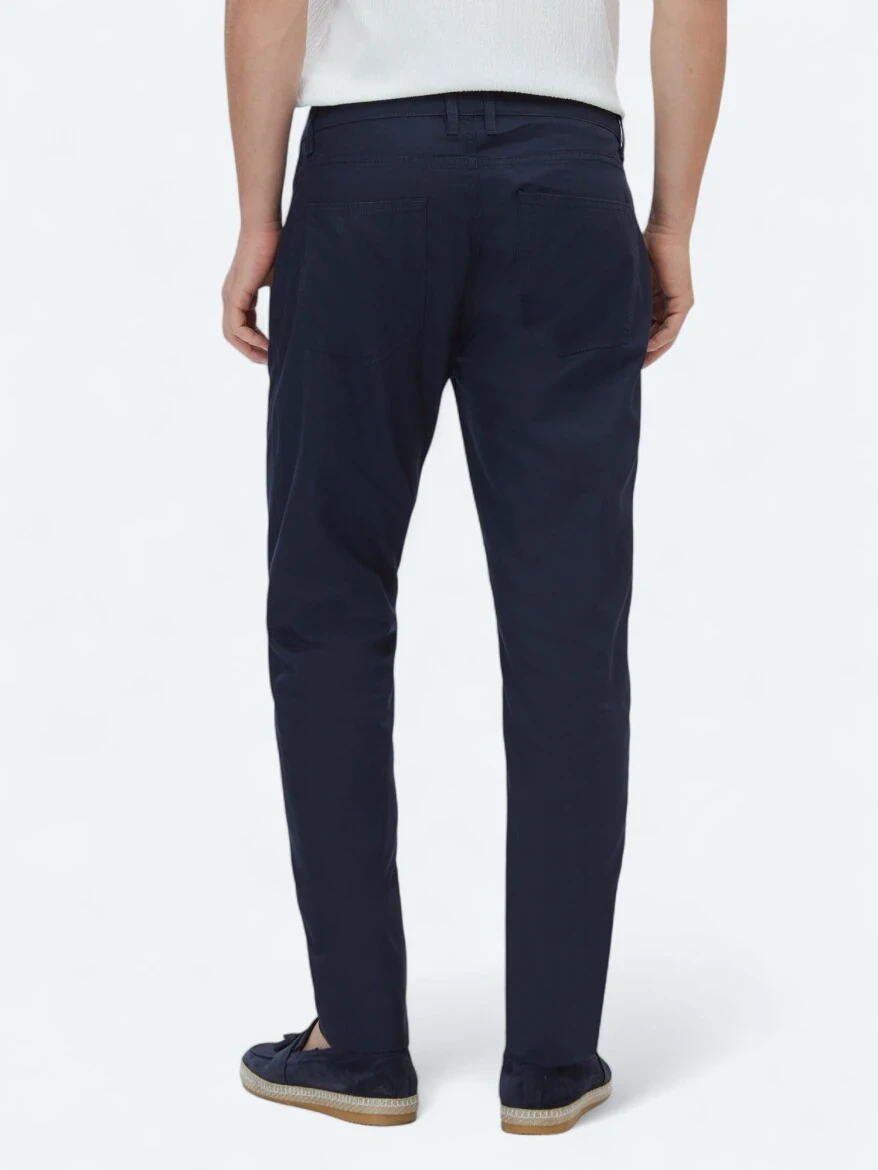 Lacivert Denim Slim Fit Casual Pamuk Karışımlı Pantolon - 4