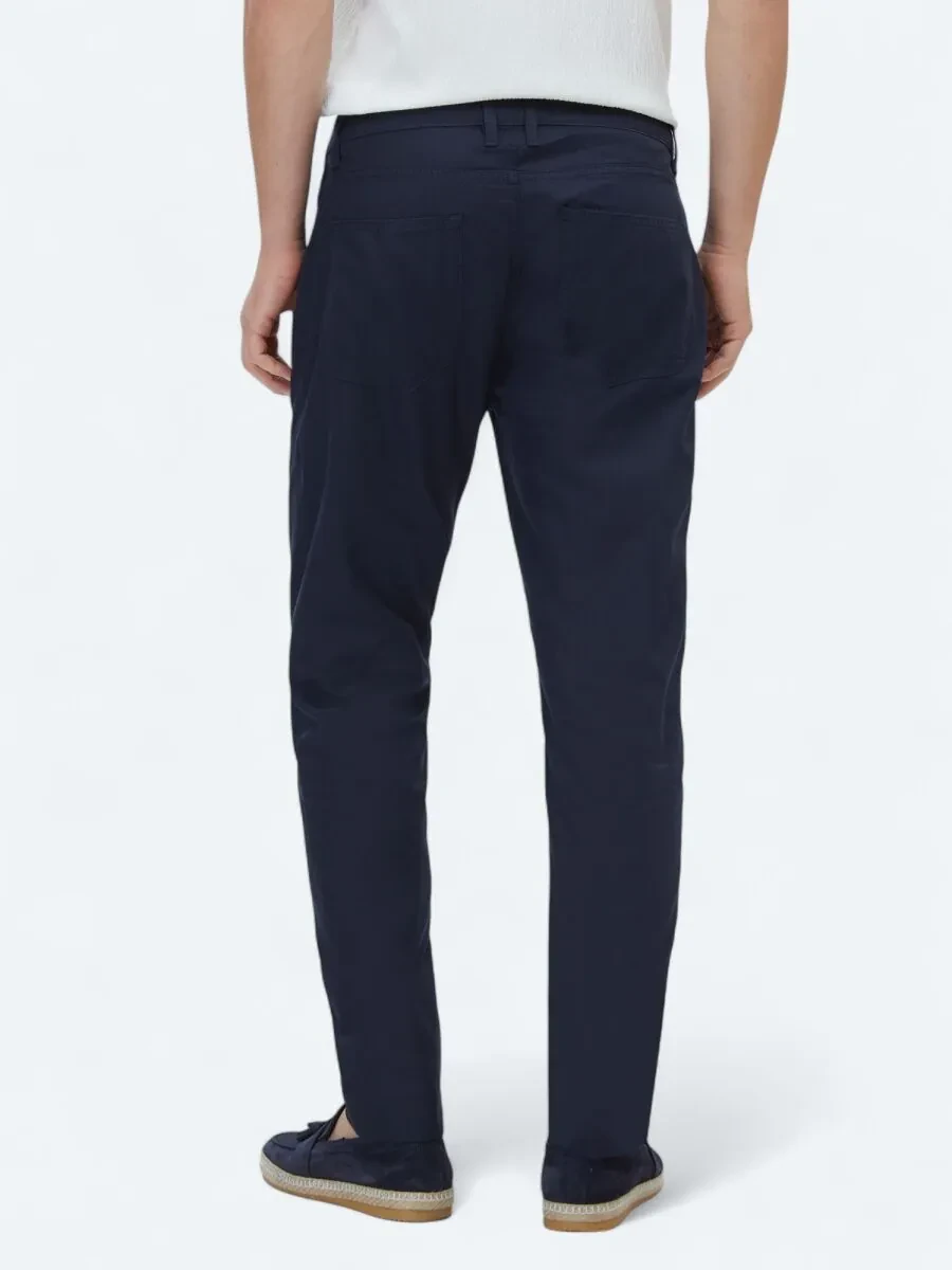 Lacivert Denim Slim Fit Casual Pamuk Karışımlı Pantolon - 4