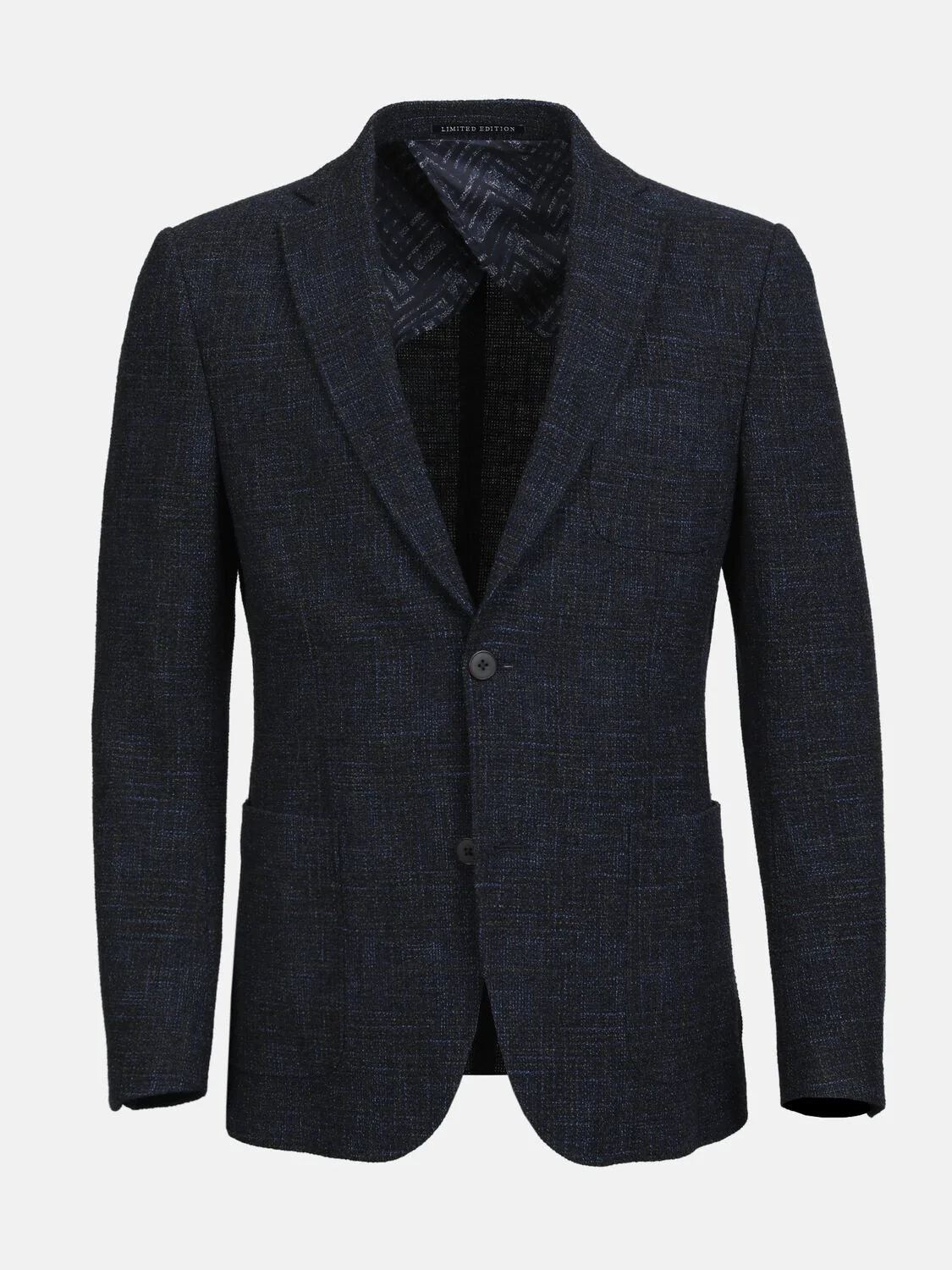 Lacivert Desenli Modern Fit Yün Karışımlı Ceket - 6