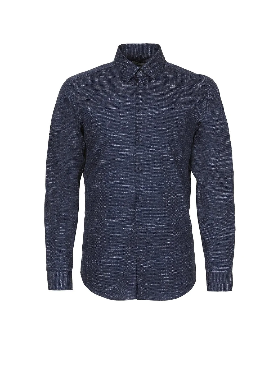 Lacivert Desenli Regular Fit Dokuma Casual %100 Pamuk Gömlek - 7