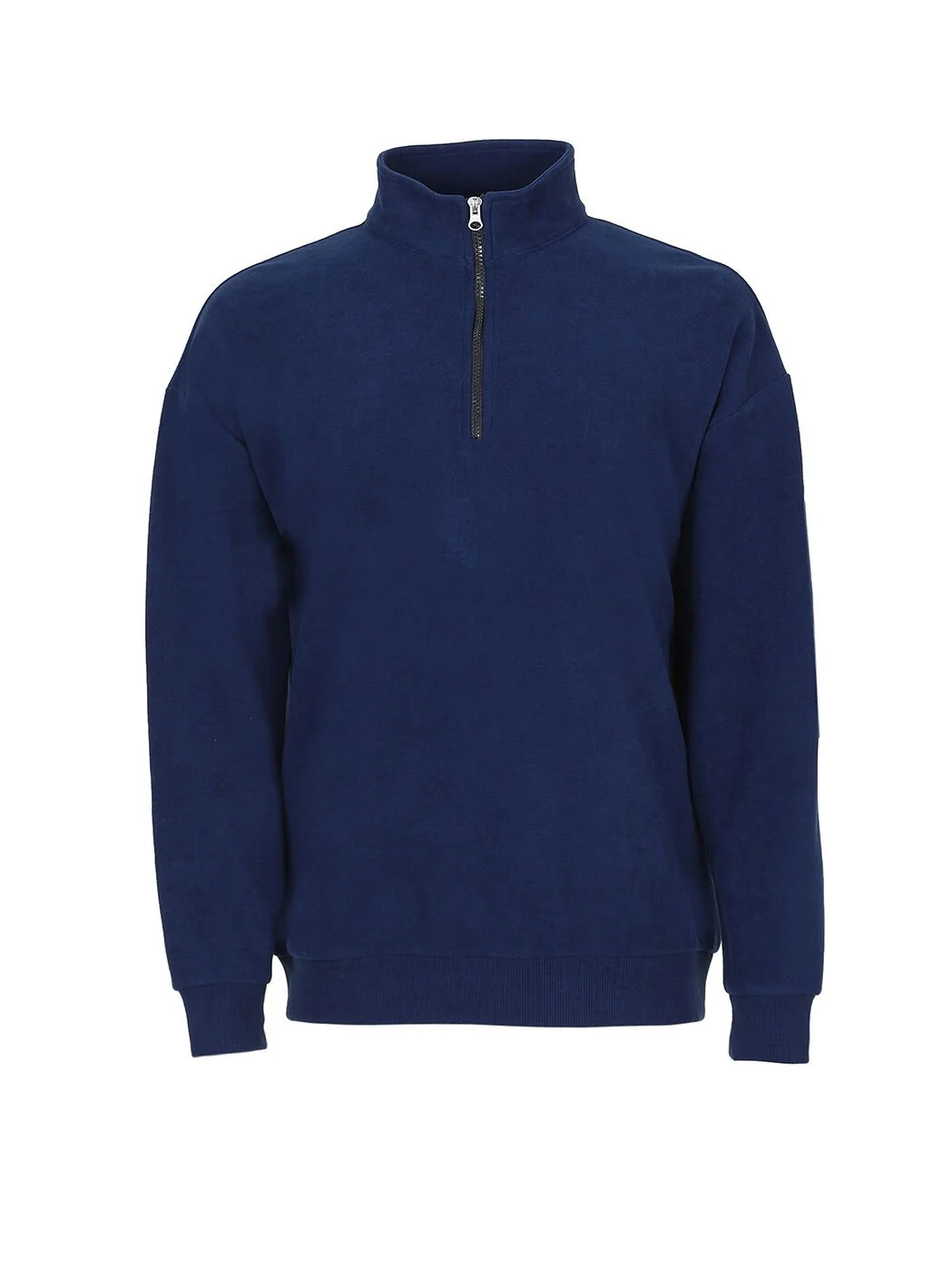 Lacivert Dik Yaka Baskılı Sweatshırt - 5