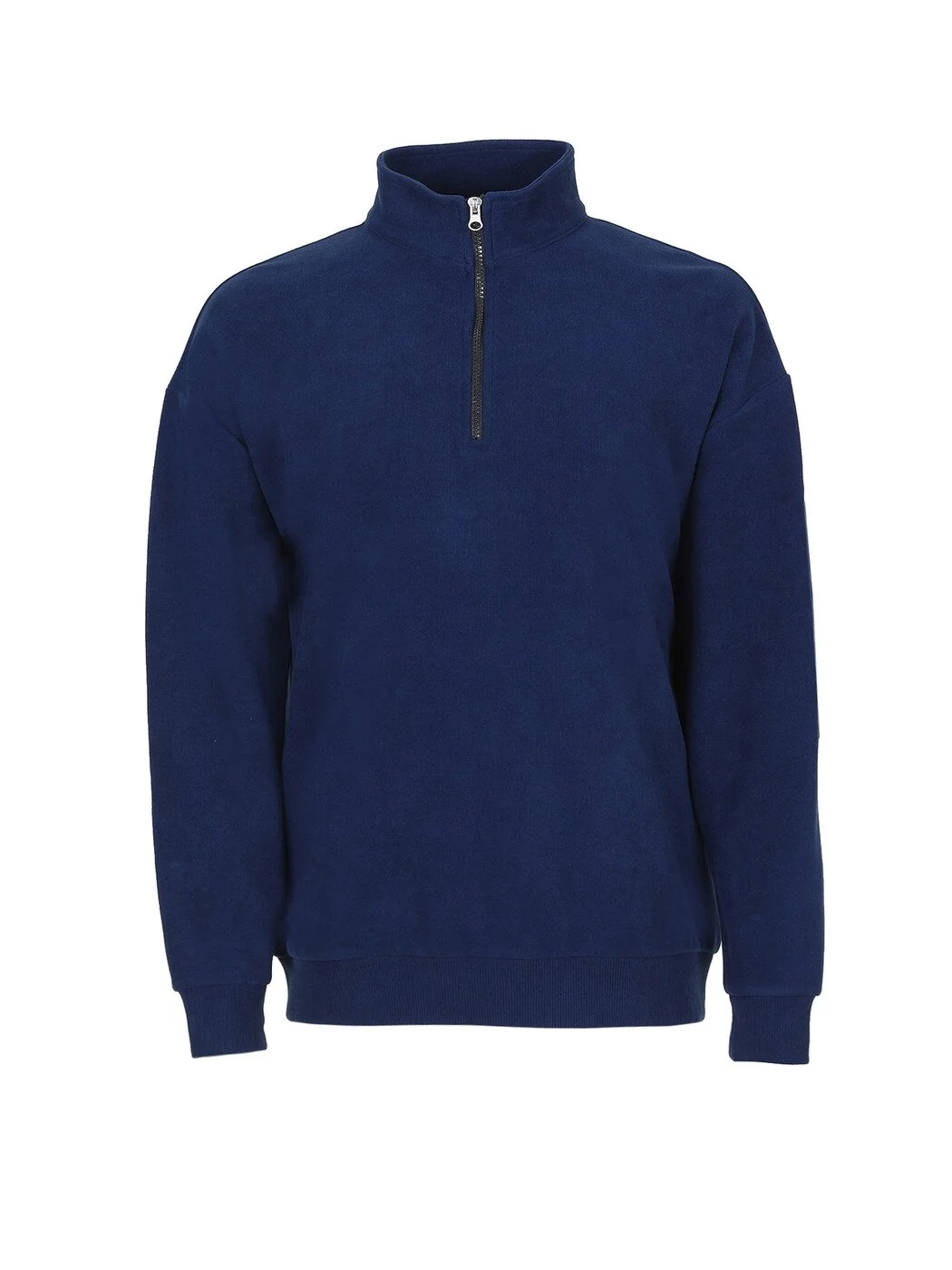 Lacivert Dik Yaka Baskılı Sweatshırt - 7