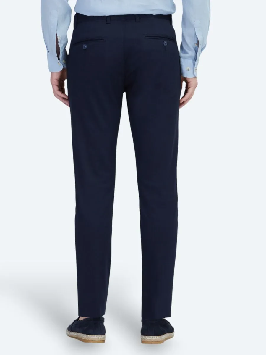 Lacivert Dokuma Casual Pamuk Karışımlı Pantolon - 5