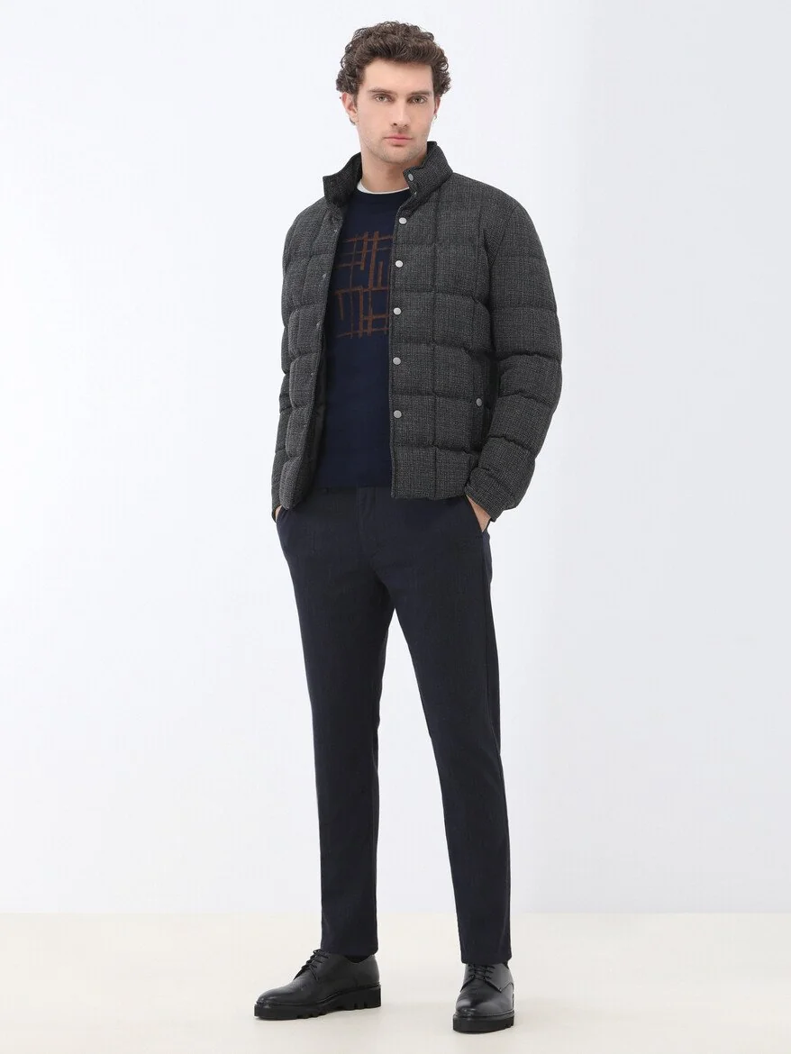 Lacivert Dokuma Jogging Fit Casual Pamuk Karışımlı Pantolon - 3