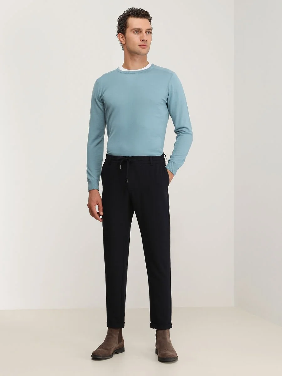 Lacivert Dokuma Jogging Fit Casual Pantolon - 2