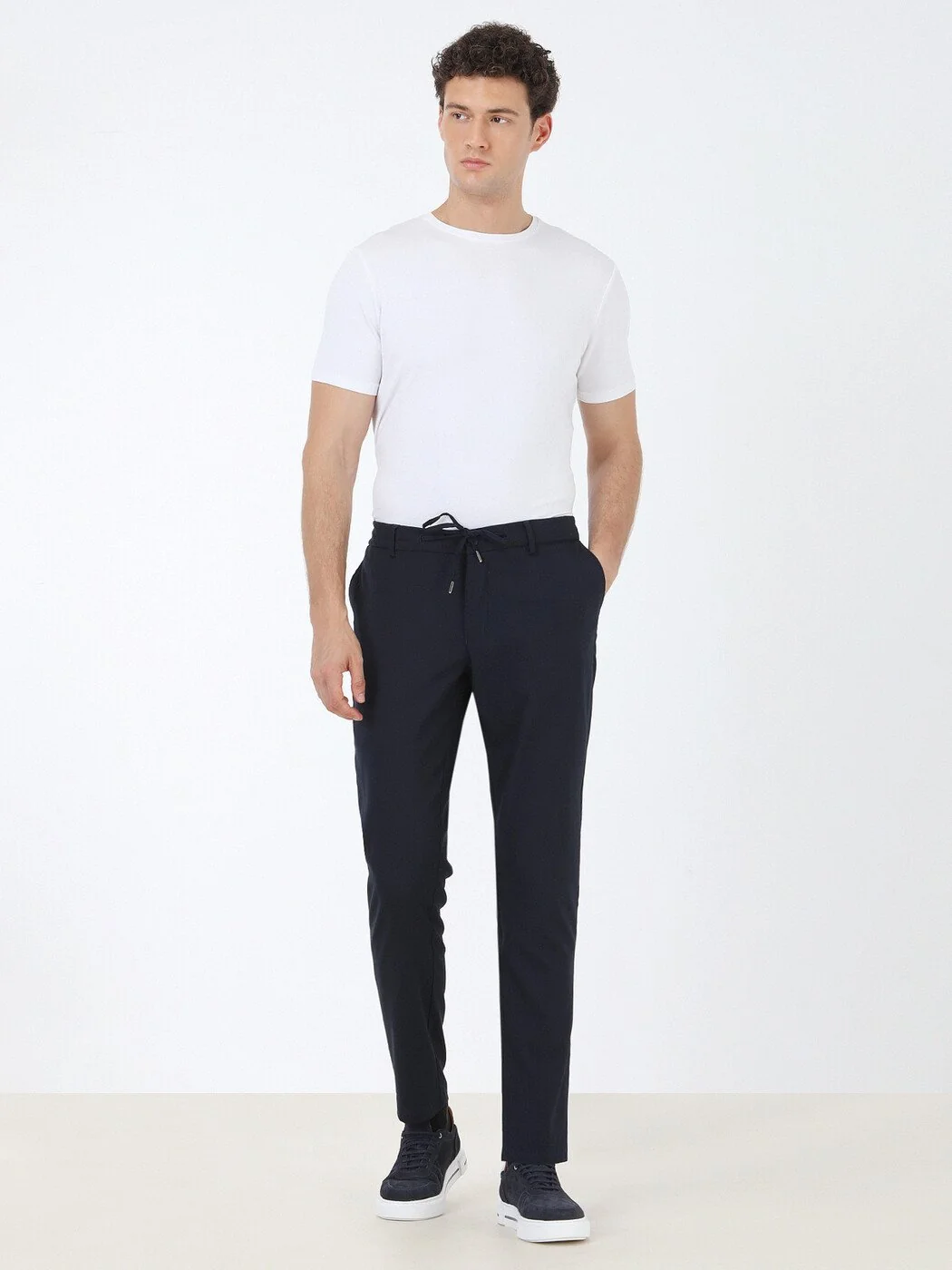 Lacivert Dokuma Jogging Fit Casual Pantolon - 2