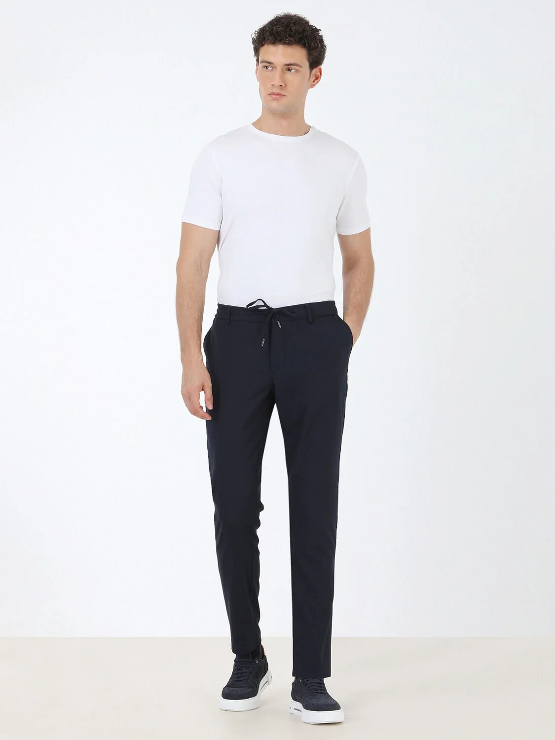Lacivert Dokuma Jogging Fit Casual Pantolon - 2