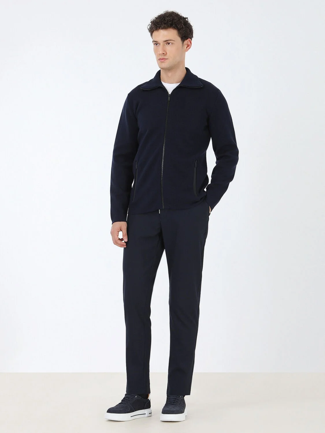 Lacivert Dokuma Jogging Fit Casual Pantolon - 4