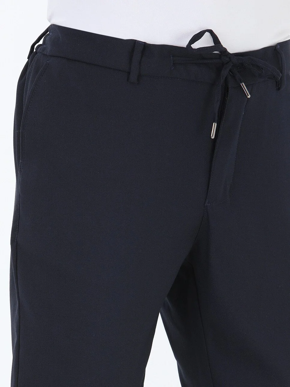 Lacivert Dokuma Jogging Fit Casual Pantolon - 5