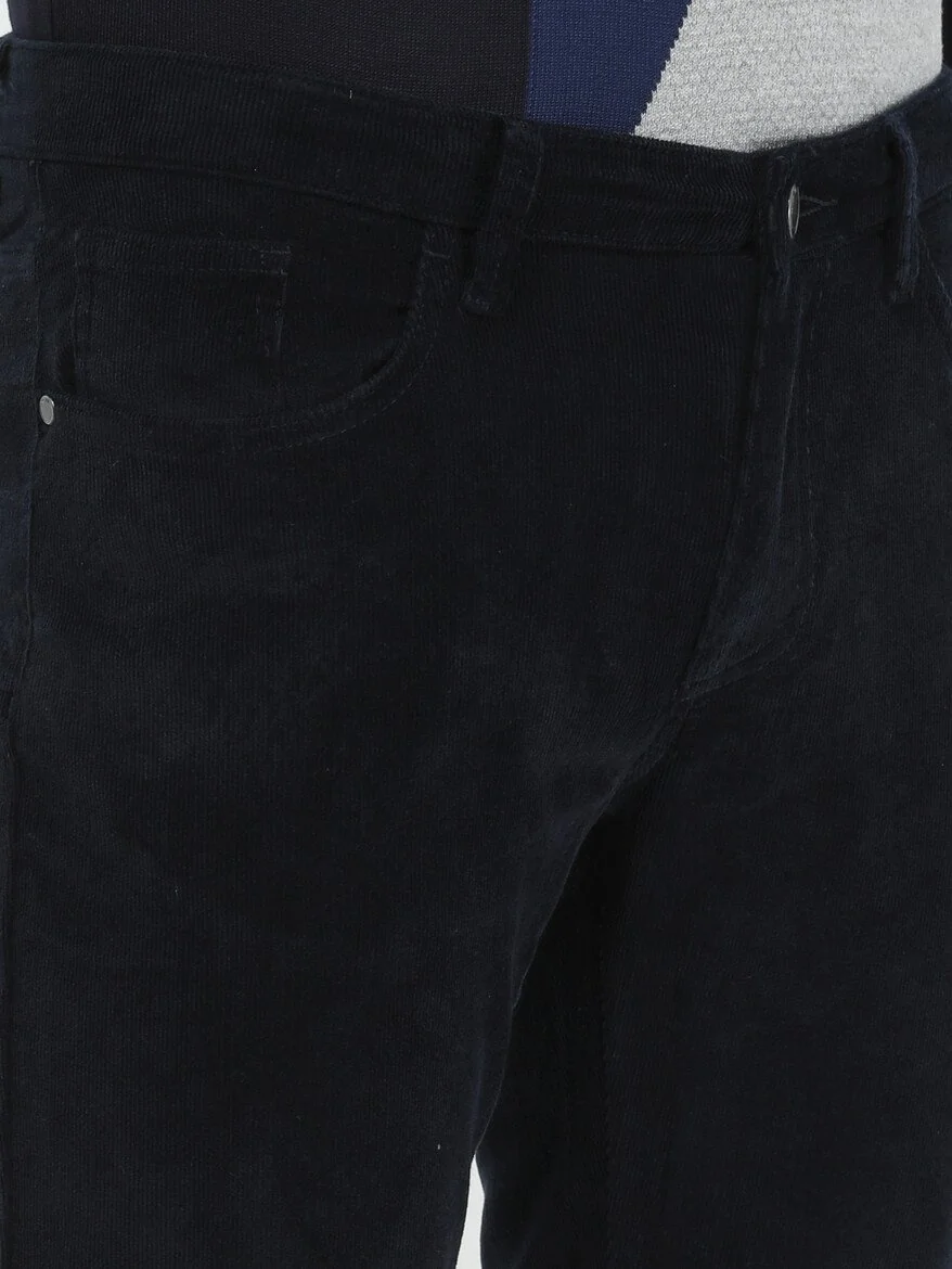 Lacivert Dokuma Regular Fit Kadife Casual Pamuk Karışımlı Pantolon - 3