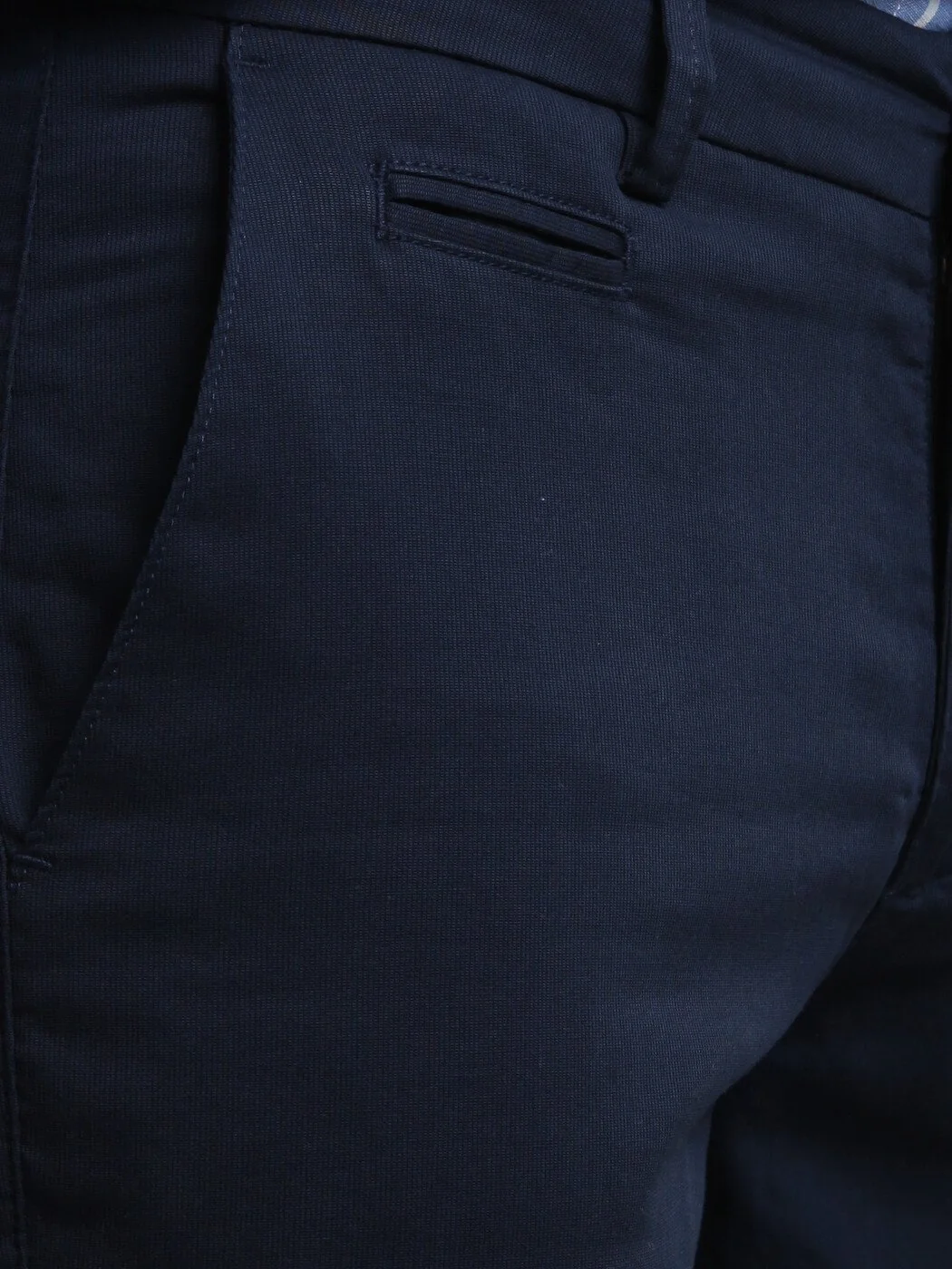 Lacivert Dokuma Regular Fit Smart Casual Pamuk Karışımlı Pantolon - 3