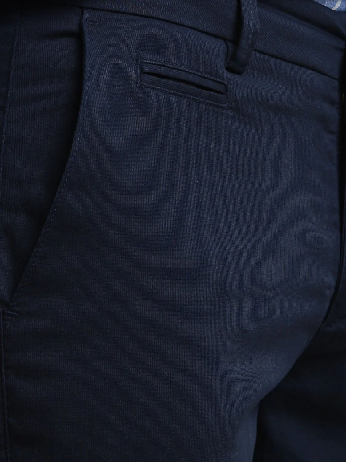 Lacivert Dokuma Regular Fit Smart Casual Pamuk Karışımlı Pantolon - 3