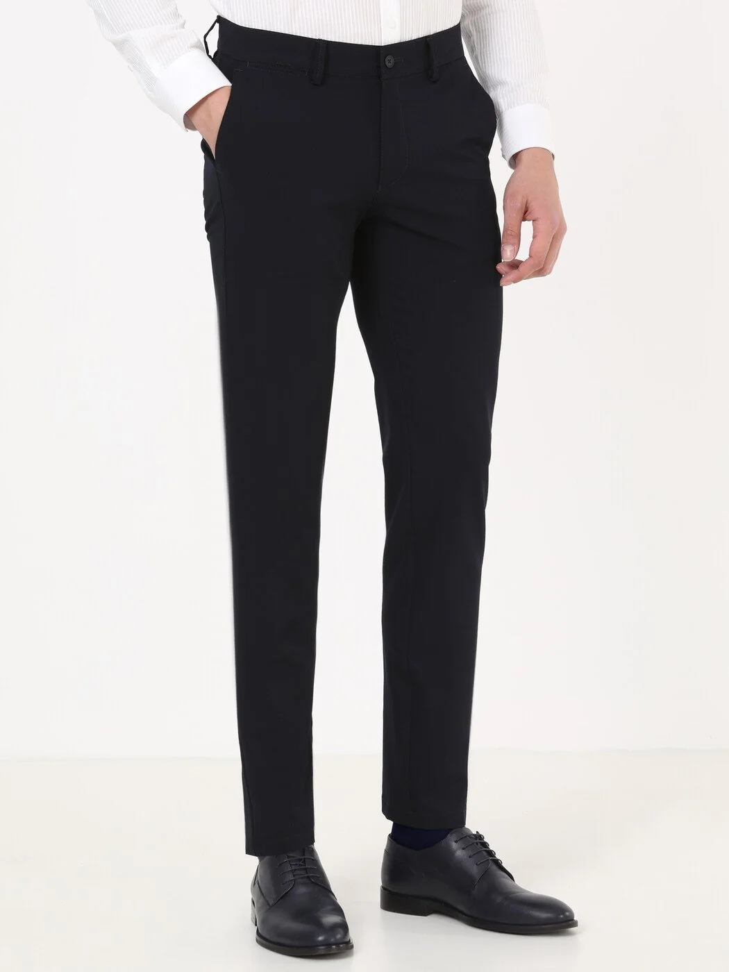 Lacivert Dokuma Slim Fit Casual Pantolon - 3