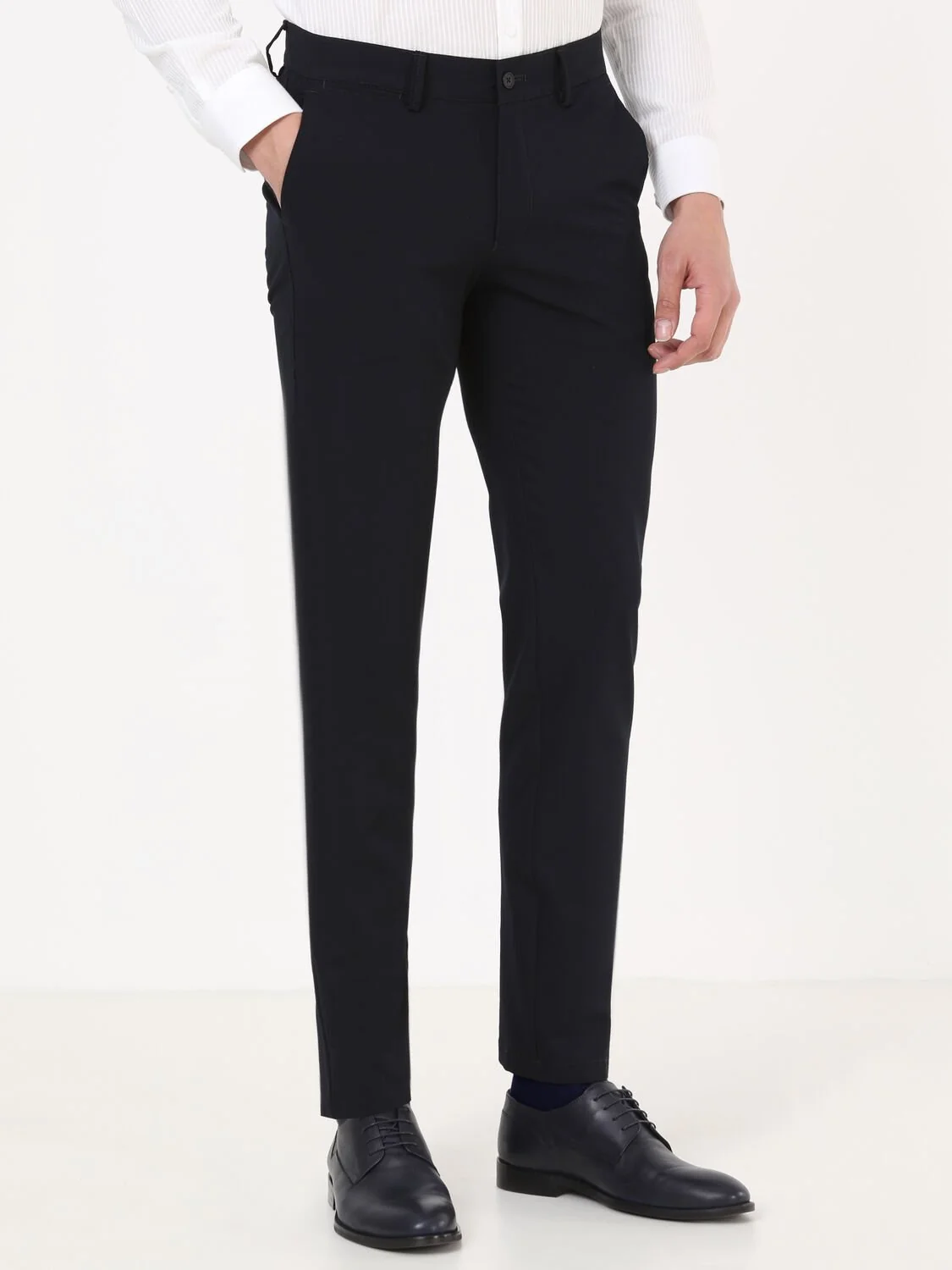 Lacivert Dokuma Slim Fit Casual Pantolon - 3