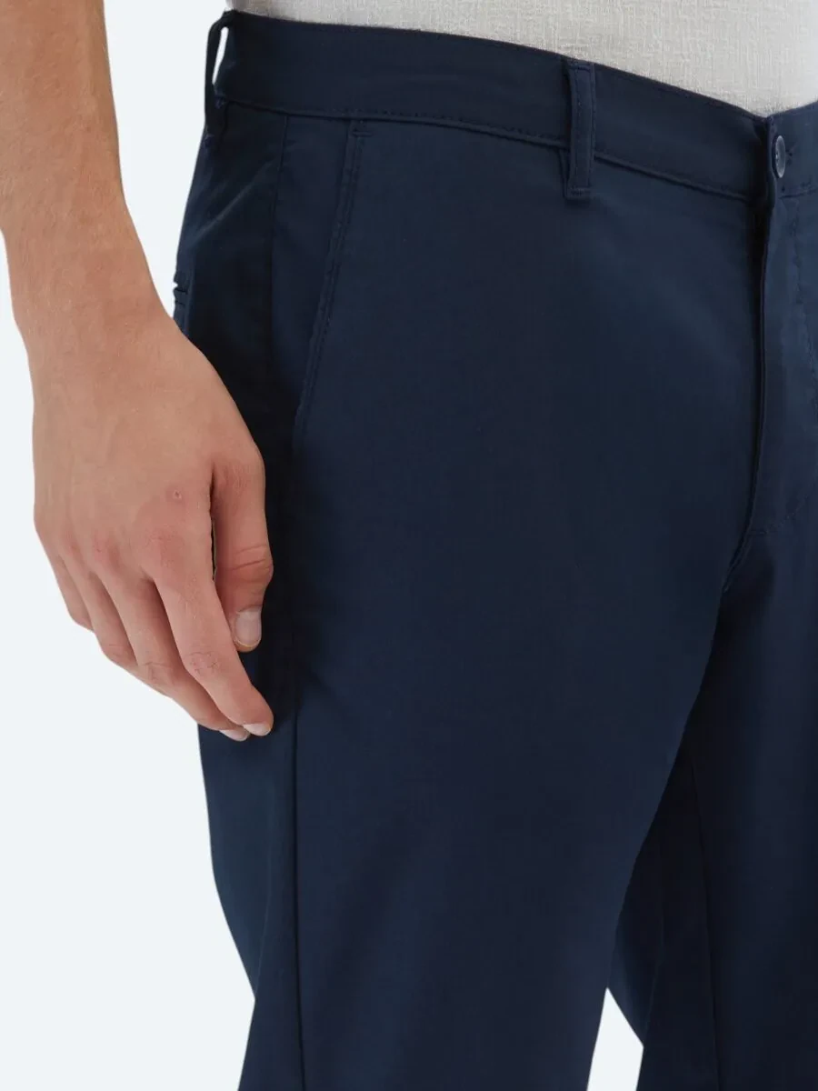 Lacivert Dokuma Slim Fit Casual Pantolon - 4