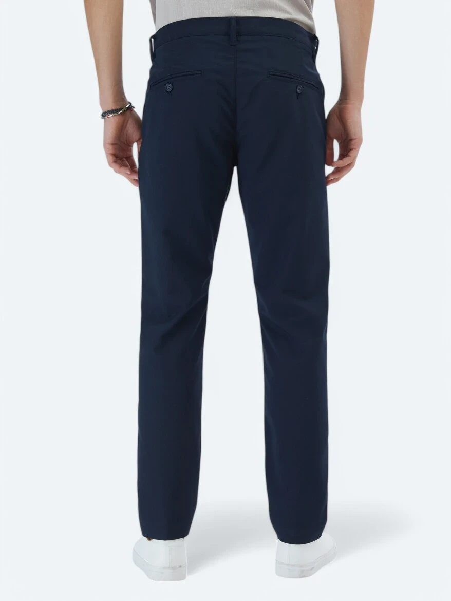 Lacivert Dokuma Slim Fit Casual Pantolon - 5