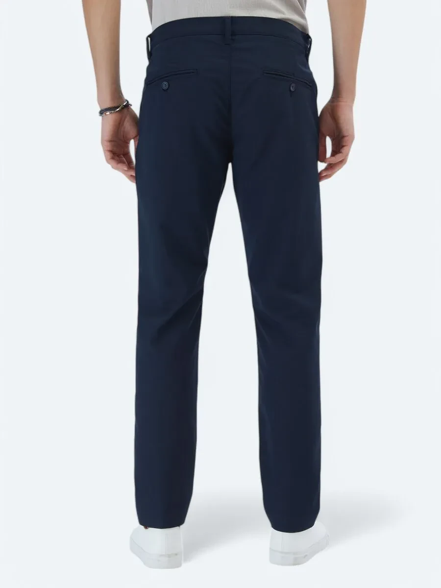 Lacivert Dokuma Slim Fit Casual Pantolon - 5